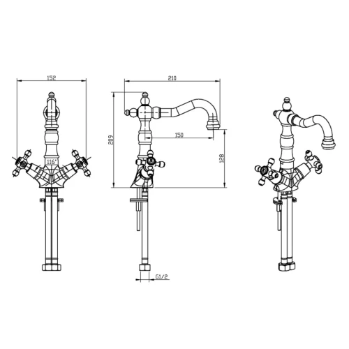 Купить купить смеситель для раковины, boheme crystal, хром арт. 272-crst