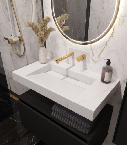 Купить купить раковина-столешница, armadi art flat, белый мрамор арт. 859-080-clct