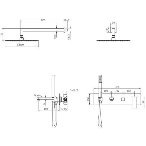 Купить купить душевая система, boheme qubic, золото арт. 474-mg