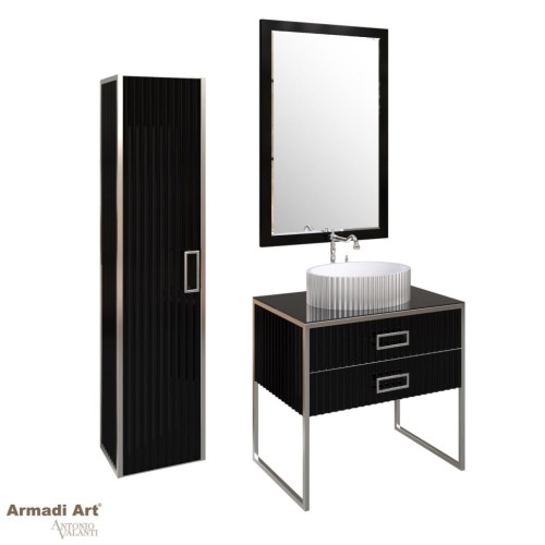 Купить купить шкаф пенал, подвесной, armadi art monaco, черный, хром арт. 868-bcr