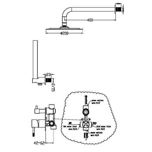 Купить купить душевая система, boheme uno, золото арт. 464-mg