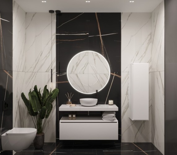 Купить купить столешница под раковину, armadi art flat, белый мрамор арт. 869-120-clct