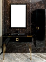 Тумба под раковину, подвесная, Armadi Art Lucido, черный арт. 770-100-B