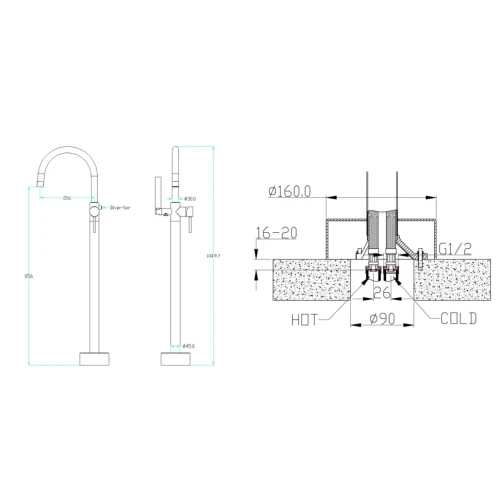 Купить купить смеситель для ванны, boheme uno, оружейная сталь арт. 469-sgm