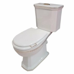 Напольный Унитаз с бачком + узор двухрежимная арматура 3/6 литров GEBERIT, без сиденья, Boheme Vogue, 941-G цвет: белый