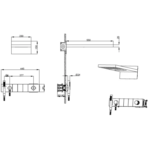Купить купить встроенная душевая система с изливом, трехпозиционная shine gun metal, boheme zodiac арт. 132-2-sgm