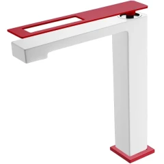 Смеситель для раковины, Boheme Q, белый, красный арт. 142-WR