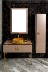 Тумба под раковину, подвесная, Armadi Art Lucido, пыльная роза арт. 770-100-Rose