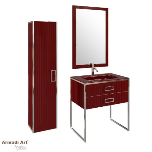 Купить купить шкаф пенал, подвесной, armadi art monaco, бордо, хром арт. 868-rcr