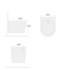 Биде подвесной, черный матовый, Boheme AVVA арт. 973-B-BIDET