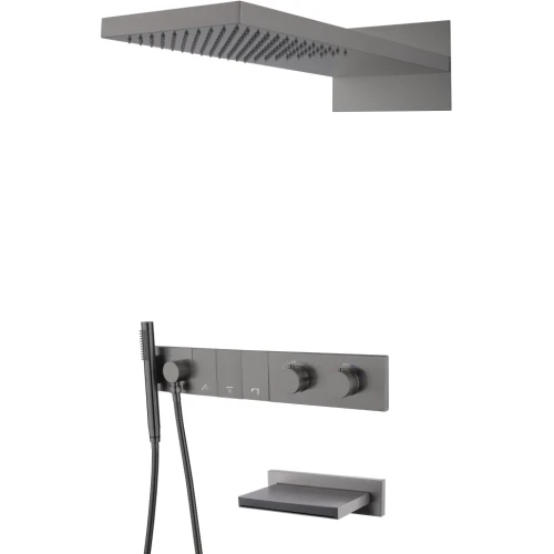Купить купить встроенная душевая система с изливом с термостатом, трехпозиционная gun metal, boheme zodiac арт. 133-2-gm
