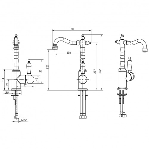 Купить купить смеситель для раковины, boheme medici, бронза арт. 302-sw