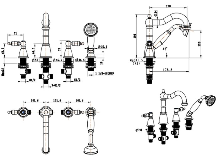 Купить купить смеситель на борт ванны, boheme royal cristal, хром арт. 396-royal