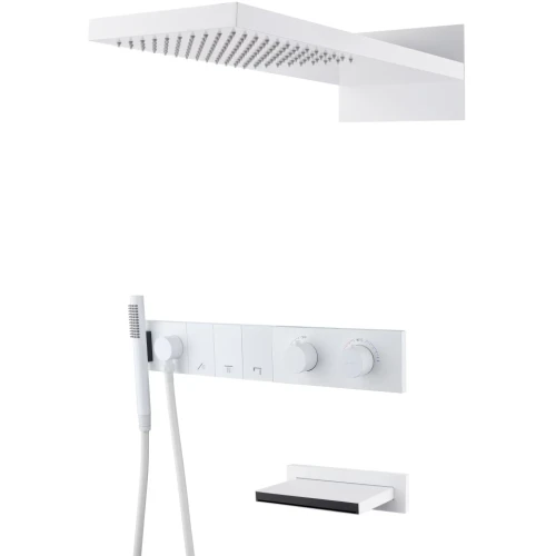 Купить купить встроенная душевая система с изливом с термостатом, трехпозиционная matt white, boheme zodiac арт. 133-2-mw