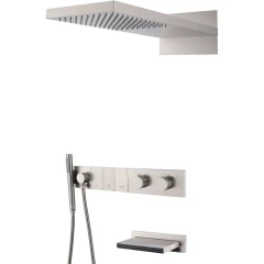 Встроенная душевая система с изливом с термостатом, трехпозиционная nikel brush, Boheme ZODIAC арт. 133-2-NB