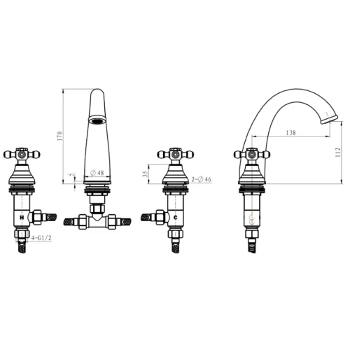 Купить купить смеситель для раковины, boheme satine, золото арт. 297-st