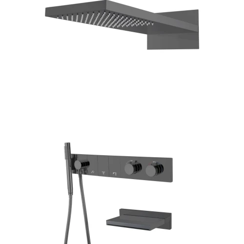 Купить купить встроенная душевая система с изливом с термостатом, трехпозиционная shine gun metal, boheme zodiac арт. 133-2-sgm