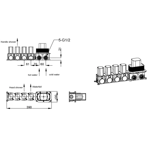 Купить купить встроенная душевая система с изливом, трехпозиционная matt white, boheme zodiac арт. 132-2-mw