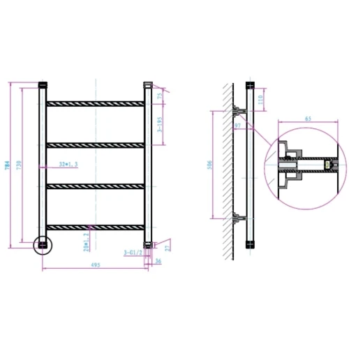 Купить купить водяной полотенцесушитель, boheme oro, золото арт. 706