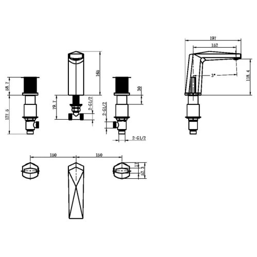 Купить купить смеситель для раковины, boheme venturo, белый золото арт. 150-wg-touch