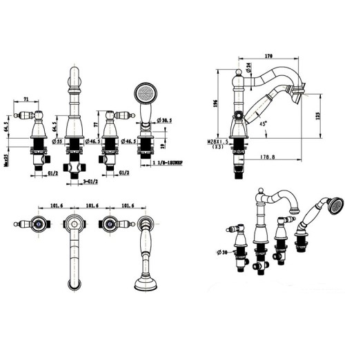 Купить купить смеситель на борт ванны, boheme medici, бронза арт. 391-sw