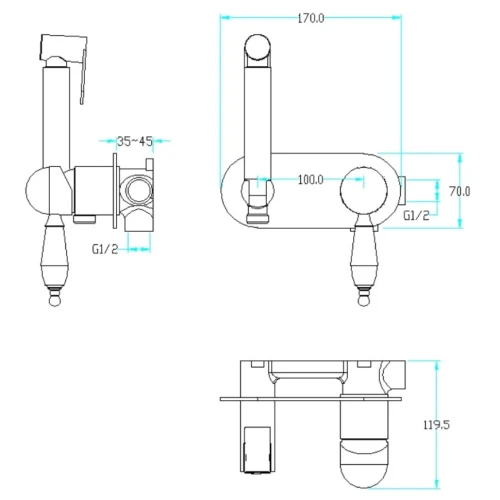Купить купить гигиенический душ со смесителем, boheme medici, бронза арт. 424