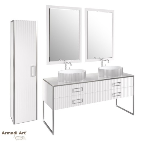 Купить купить шкаф пенал, подвесной, armadi art monaco, белый, хром арт. 868-wcr