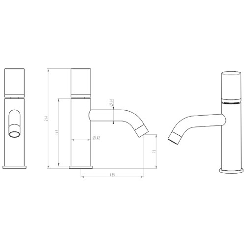 Купить купить смеситель для раковины, низкий, shine gun metal низкий, с ручкой diamond, boheme stick, арт. 121-sgm