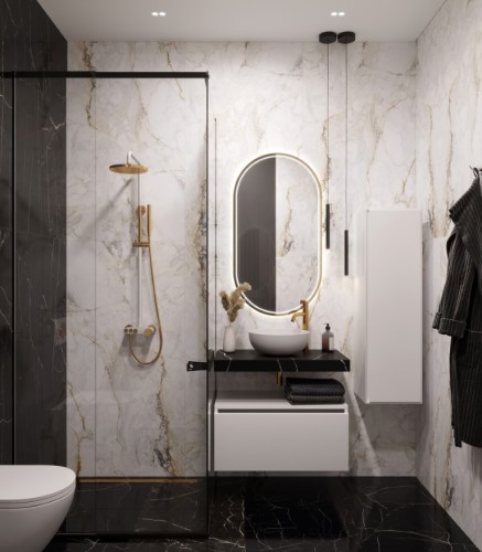 Купить купить столешница под раковину, armadi art flat, черный мрамор арт. 869-080-nm