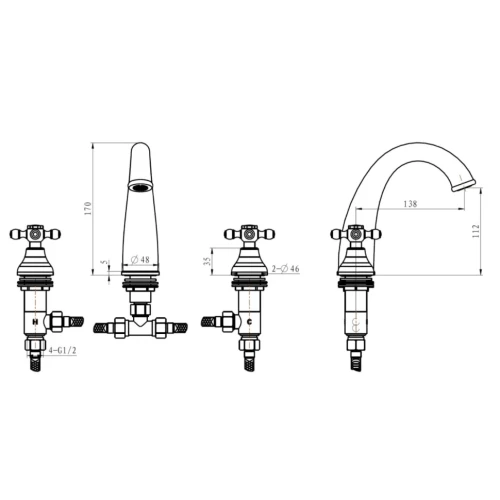 Купить купить смеситель для раковины, boheme flora, золото арт. 297-fl