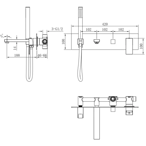 Купить купить смеситель для ванны, boheme qubic, белый арт. 474-2-mw