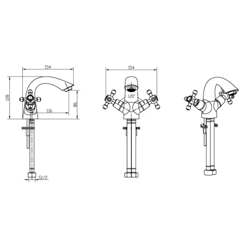 Купить купить смеситель для раковины, boheme crystal, золото арт. 291-crst