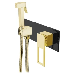 Гигиенический душ со смесителем, Boheme Q, черный, золото арт. 147-BG