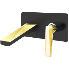 Смеситель для раковины, Boheme Venturo, черный, золото арт. 385-B