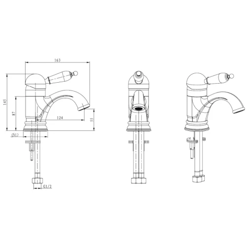 Купить купить смеситель для раковины, boheme tradizionale nero, золото арт. 251