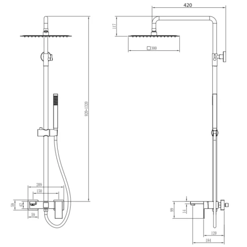 Купить купить душевая система, boheme qubic, оружейная сталь арт. 478-gm