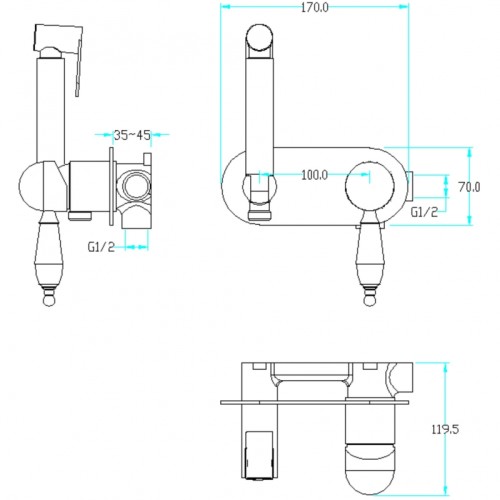 Купить купить гигиенический душ со смесителем, boheme medici, бронза арт. 424-sw
