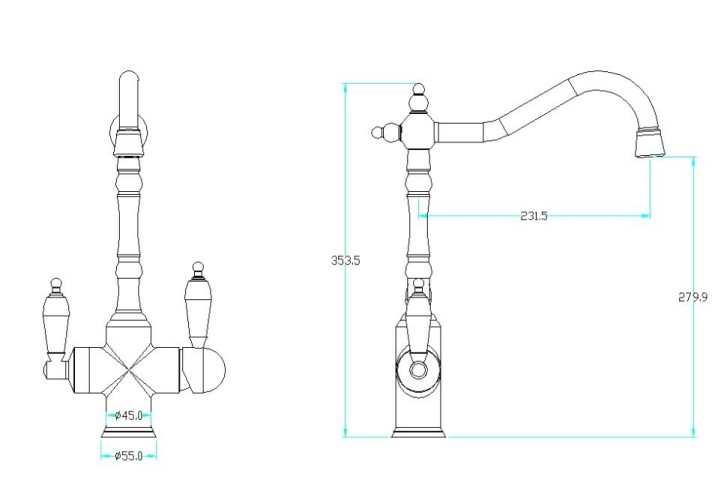Купить купить смеситель для кухни с краном с ручкой, boheme kitchen, 111-crst цвет: хром
