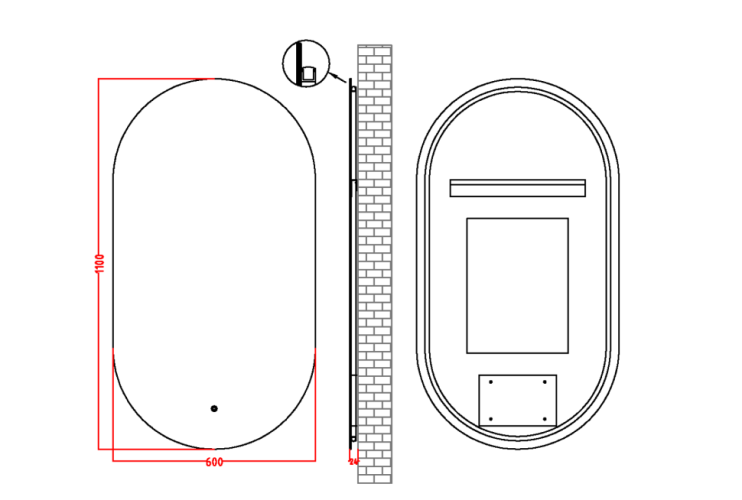Купить купить зеркало с подсветкой с сенсорным выключателем и подогревом, armadi art modern, черный арт. 568-b