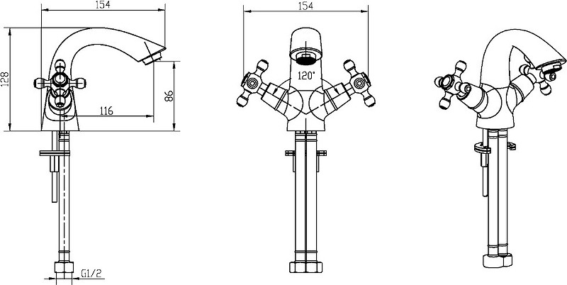 Купить купить смеситель для раковины, boheme royal cristal, золото арт. 291-royal