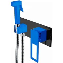 Гигиенический душ со смесителем, Boheme Q, черный, синий арт. 147-BUW