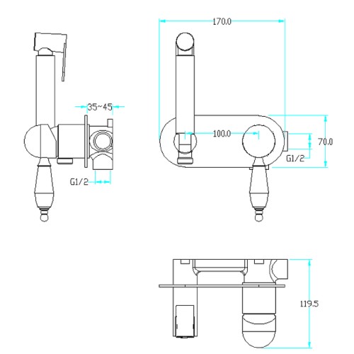 Купить купить гигиенический душ со смесителем, boheme medici, бронза арт. 424-bsw