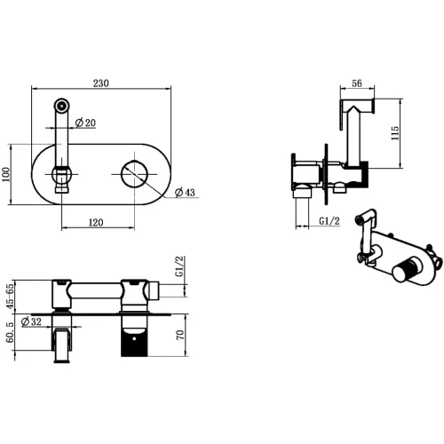 Купить купить гигиенический душ со смесителем, boheme stick, золото арт. 127-mg.3