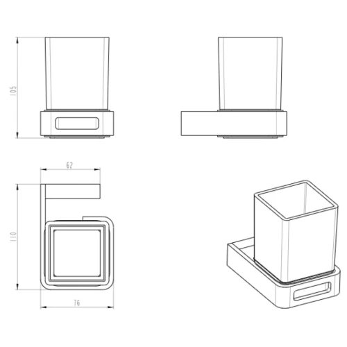 Купить купить стакан для зубных щеток, boheme q, оружейная сталь арт. 10944-sgm