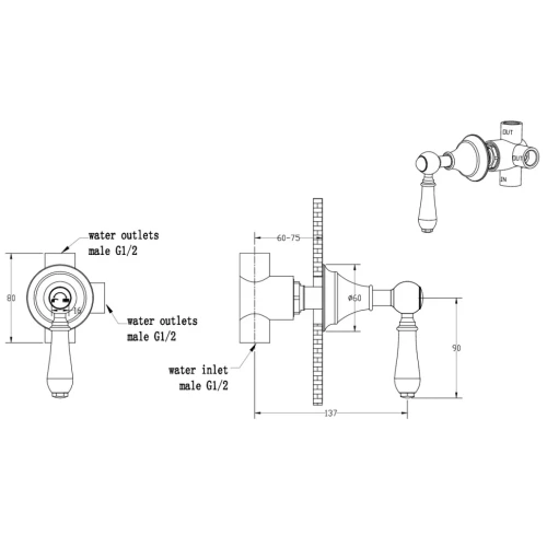Купить купить дайвертер встраиваемый, латунь, boheme medici арт. 622