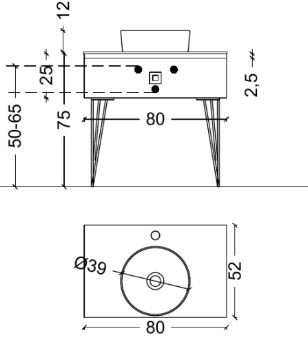 Купить купить тумба под раковину, подвесная, armadi art lucido, графит арт. 770-080-gr