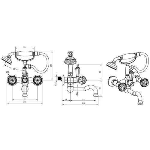 Купить купить смеситель для ванны, boheme brillante, хром арт. 353