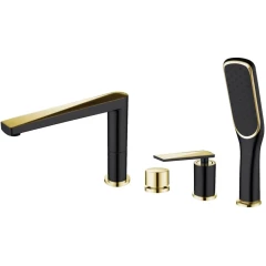 Смеситель на борт ванны, Boheme Venturo, черный, золото арт. 380-B