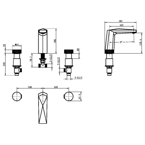 Купить купить смеситель для раковины, boheme venturo, золото арт. 150-g-diamond