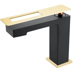 Смеситель для раковины, Boheme Q, черный, золото арт. 141-BG